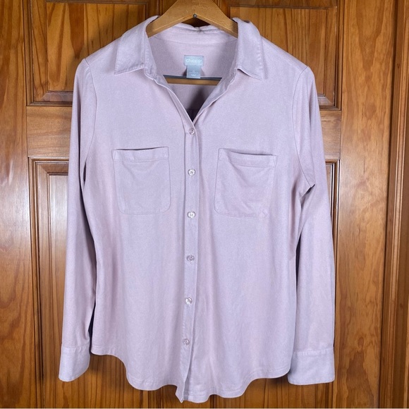 Chico's Baby Pink Casual Button Down Shirt Relaxed Fit Chico’s Size 0 - Picture 1 of 7